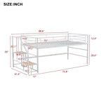 Lit mezzanine mi-hauteur Whisen 88,80''L 41,40''l 39,00''H avec escalier de rangement