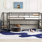Lit mezzanine mi-hauteur Whisen 88,80''L 41,40''l 39,00''H avec escalier de rangement