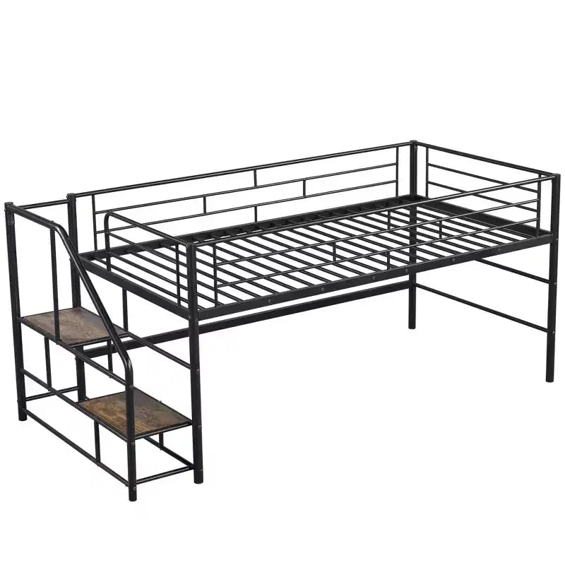 Lit mezzanine mi-hauteur Whisen 88,80''L 41,40''l 39,00''H avec escalier de rangement