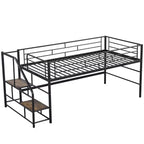 Lit mezzanine mi-hauteur Whisen 88,80''L 41,40''l 39,00''H avec escalier de rangement