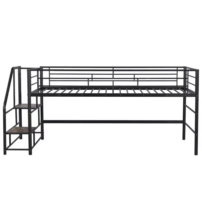 Lit mezzanine mi-hauteur Whisen 88,80''L 41,40''l 39,00''H avec escalier de rangement