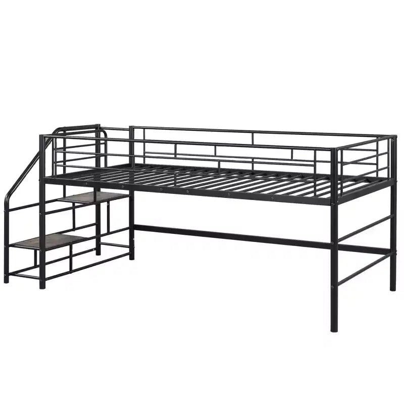 Lit mezzanine mi-hauteur Whisen 88,80''L 41,40''l 39,00''H avec escalier de rangement