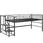 Lit mezzanine mi-hauteur Whisen 88,80''L 41,40''l 39,00''H avec escalier de rangement