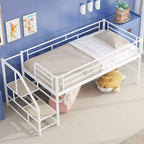 Lit mezzanine mi-hauteur Whisen 88,80''L 41,40''l 39,00''H avec escalier de rangement