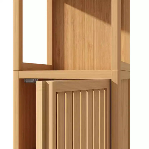 Meuble de rangement pour salle de bain, organiseur de rangement avec 2 étagères ouvertes, portes, grande capacité, armoire de sol multifonctionnelle autoportante pour le bureau, la cuisine