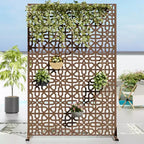 Jardinière en métal marron Dovelina 72 H47W avec treillis pour écran d'intimité pour terrasse de café, jardin et balcons