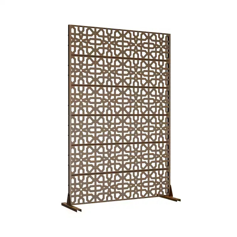 Jardinière en métal marron Dovelina 72 H47W avec treillis pour écran d'intimité pour terrasse de café, jardin et balcons
