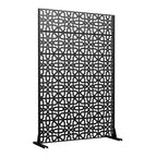 Jardinière en métal marron Dovelina 72 H47W avec treillis pour écran d'intimité pour terrasse de café, jardin et balcons