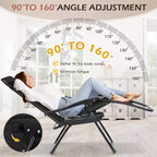 Lot de 2 chaises longues de gravité zéro EROMMY, chaises de patio inclinables pliantes avec porte-gobelet et appuie-tête