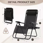 Lot de 2 chaises longues de gravité zéro EROMMY, chaises de patio inclinables pliantes avec porte-gobelet et appuie-tête