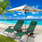Lot de 2 chaises longues de gravité zéro EROMMY, chaises de patio inclinables pliantes avec porte-gobelet et appuie-tête