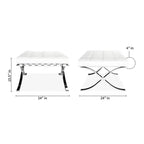 HomeRoots 24 Pouf ottoman capitonné en cuir véritable blanc et argent