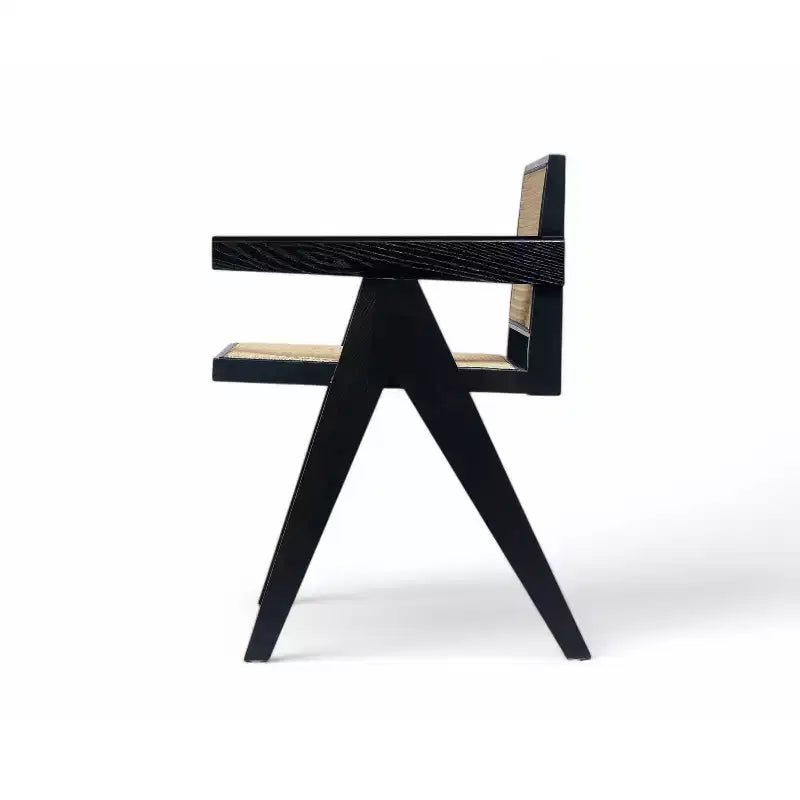 Christopher Knight Home Chaises de salle à manger avec accoudoirs Randall en bois d'hévéa et rotin avec pieds en V (lot de 2)