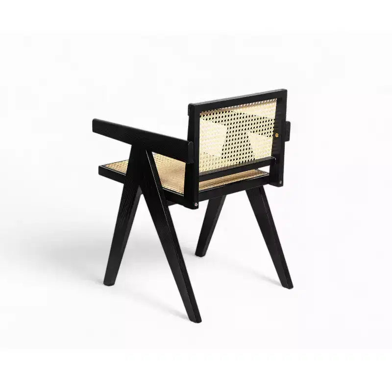 Christopher Knight Home Chaises de salle à manger avec accoudoirs Randall en bois d'hévéa et rotin avec pieds en V (lot de 2)