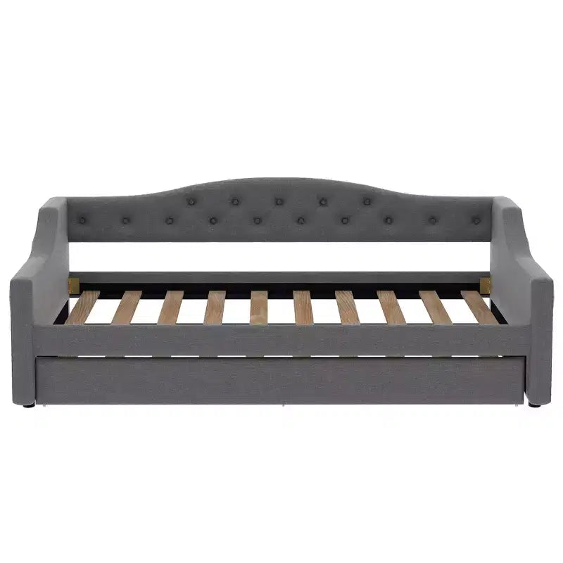 Lit de jour double XL rembourré Whisen avec lit gigogne et éclairage LED
