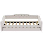 Lit de jour double XL rembourré Whisen avec lit gigogne et éclairage LED