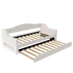 Lit de jour double XL rembourré Whisen avec lit gigogne et éclairage LED