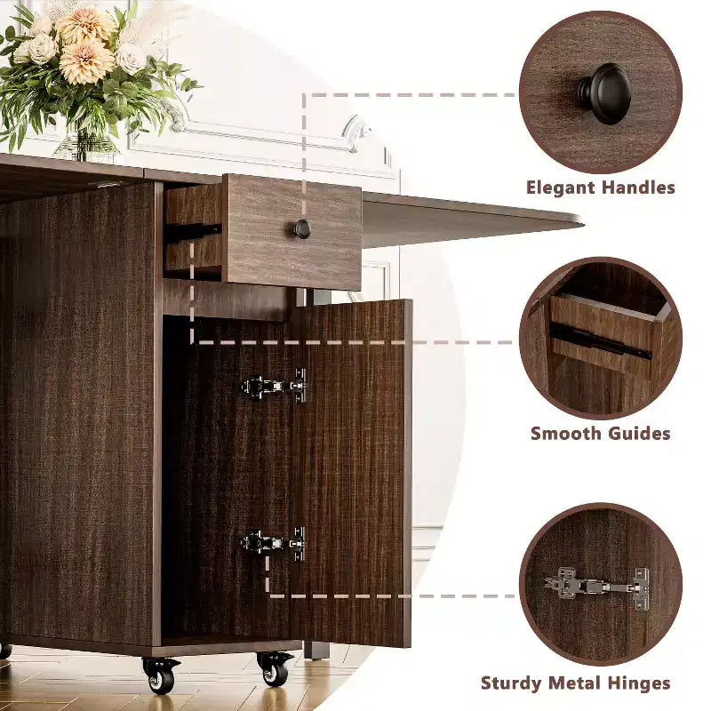 ATJafurn Table à manger pliable de 150 cm pour petits espaces, Table de cuisine rectangulaire pliable en bois avec rallonges, Aucun assemblage requis