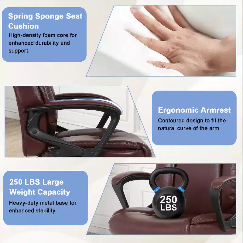 Chaise de bureau BestMassage Chaise d'ordinateur en cuir PU respirant