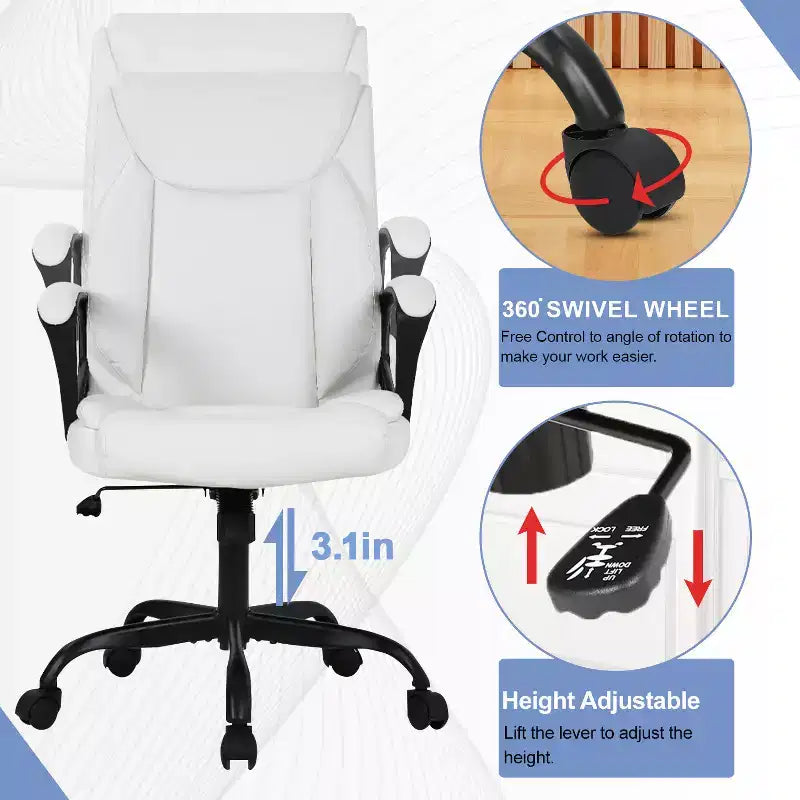 Chaise de bureau BestMassage Chaise d'ordinateur en cuir PU respirant