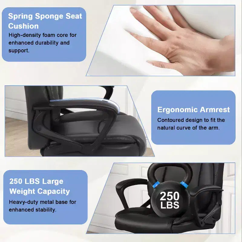 Chaise de bureau BestMassage Chaise d'ordinateur en cuir PU respirant