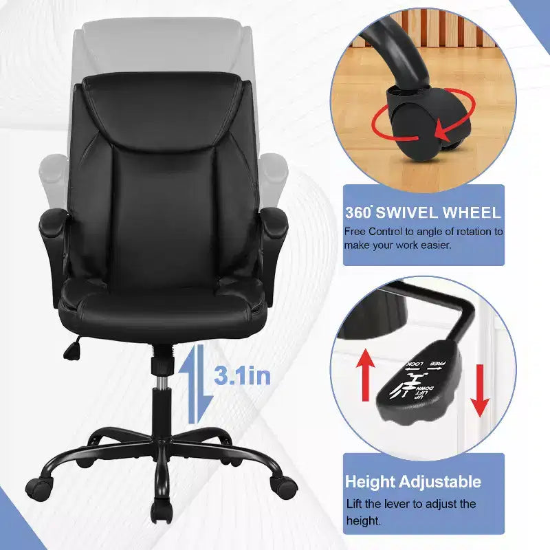 Chaise de bureau BestMassage Chaise d'ordinateur en cuir PU respirant