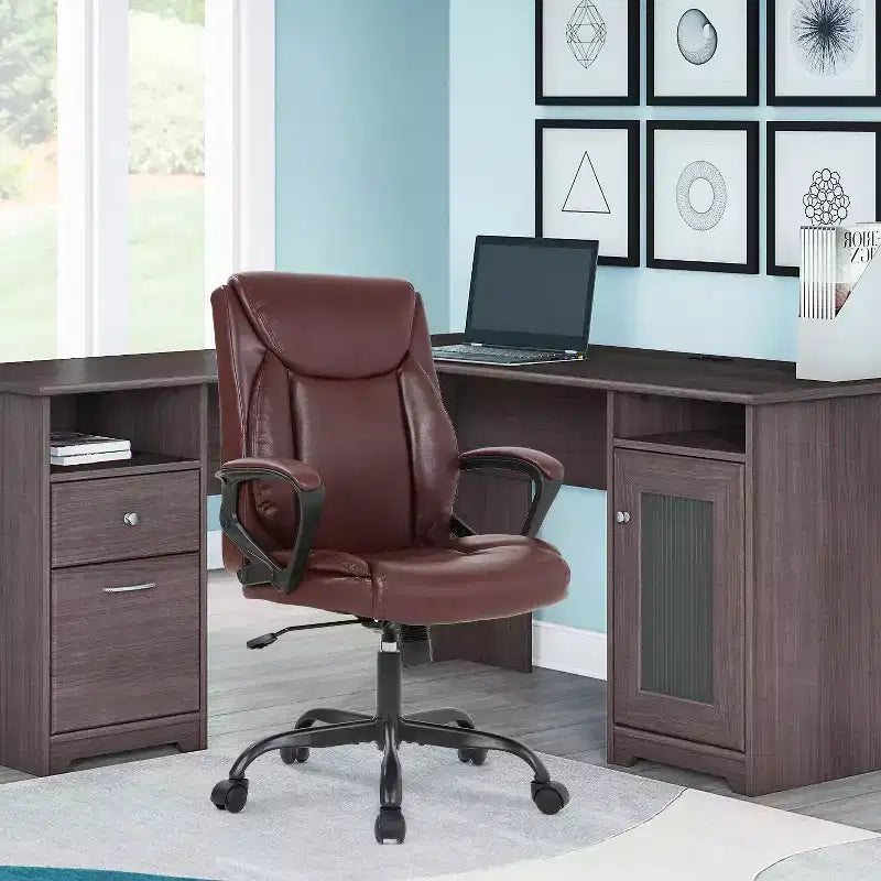 Chaise de bureau BestMassage Chaise d'ordinateur en cuir PU respirant