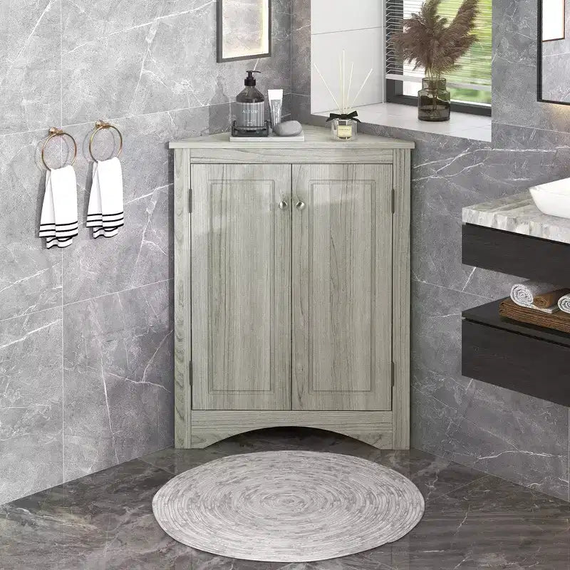 Whisen Triangle Meuble de Rangement Salle de Bain Meuble d'Angle avec Étagères Réglables