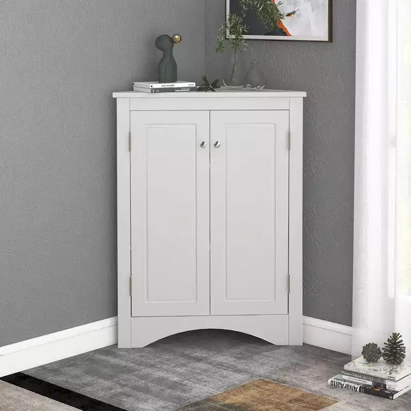 Whisen Triangle Meuble de Rangement Salle de Bain Meuble d'Angle avec Étagères Réglables