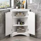 Whisen Triangle Meuble de Rangement Salle de Bain Meuble d'Angle avec Étagères Réglables