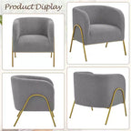 Yaheetech Lot de 2 fauteuils baril avec pieds en métal doré pour salon ou chambre à coucher