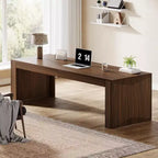 Lantine Bureau d'ordinateur en bois extra long de 78,74 pouces, bureau double pour deux personnes