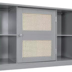 Lit de repos en bois double/grand format avec lit gigogne, armoire de rangement intégrée et étagères, cadre de lit multifonctionnel pour enfants et invités, blanc/gris - ModernLuxe