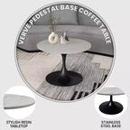 Table Basse Ronde LeisureMod Verve 27 - Plateau Moderne en Résine avec Piètement Central en Acier Noir, Table d'Appoint pour Salon Contemporain