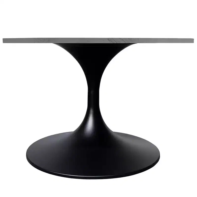 Table Basse Ronde LeisureMod Verve 27 - Plateau Moderne en Résine avec Piètement Central en Acier Noir, Table d'Appoint pour Salon Contemporain