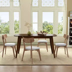 Ensemble de salle à manger 5 pièces en bois d'hévéa rembourré de style moderne du milieu du siècle Christopher Knight Home Shania