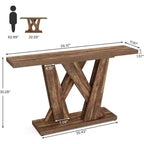 Lantine Table Console de Ferme 139,9 cm, Table Moderne Derrière Le Canapé avec Base Géométrique, Table Basse Étroite en Bois, Longue Table d'Entrée