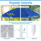 Table de pique-nique pour enfants Costway avec parasol réglable et pliable Bleu/Blanc/Marron