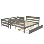 Lit superposé Whisen Wood Twin sur Full avec lit gigogne double