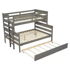 Lit superposé Whisen Wood Twin sur Full avec lit gigogne double
