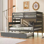 Lit superposé Whisen Wood Twin sur Full avec lit gigogne double