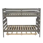Lit superposé Whisen Wood Twin sur Full avec lit gigogne double