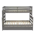 Lit superposé Whisen Wood Twin sur Full avec lit gigogne double