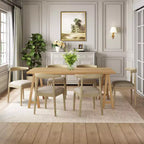 Ensemble de salle à manger en bois d'hévéa rembourré de 7 pièces de style moderne du milieu du siècle Christopher Knight Home Vanus