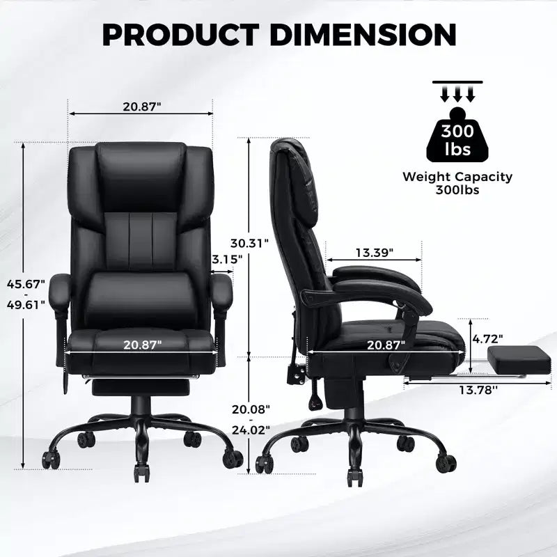 Fauteuil de bureau de direction chauffant et massant Hoffree avec accoudoirs réglables, repose-pieds et dossier inclinable