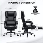 Fauteuil de bureau de direction chauffant et massant Hoffree avec accoudoirs réglables, repose-pieds et dossier inclinable