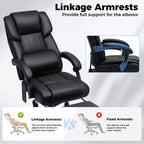 Fauteuil de bureau de direction chauffant et massant Hoffree avec accoudoirs réglables, repose-pieds et dossier inclinable