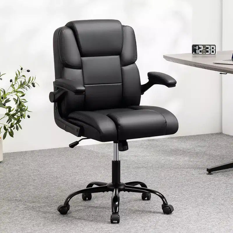 Fauteuil de bureau inclinable Hoffree, chaise d'ordinateur ergonomique avec accoudoirs relevables, siège à ressorts ensachés, inclinaison et rangement dissimulé