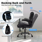 Fauteuil de bureau inclinable Hoffree, chaise d'ordinateur ergonomique avec accoudoirs relevables, siège à ressorts ensachés, inclinaison et rangement dissimulé