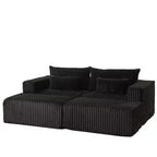 Chaise longue sectionnelle surdimensionnée 87, aucun assemblage requis, causeuse en peluche Cloud avec deux repose-pieds amovibles